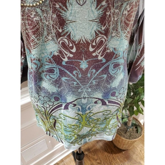 Cato Large Women's Multicolor 100% Polyester V-Neck Long Sleeve Casual Shirt L - Picture 3 of 10